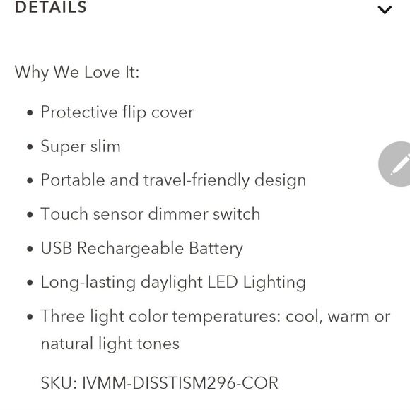 Impressions X Disney's Lilo & Stitch Touch Pad Mini Tri Tone LED Makeup Mirror - Picture 7 of 9